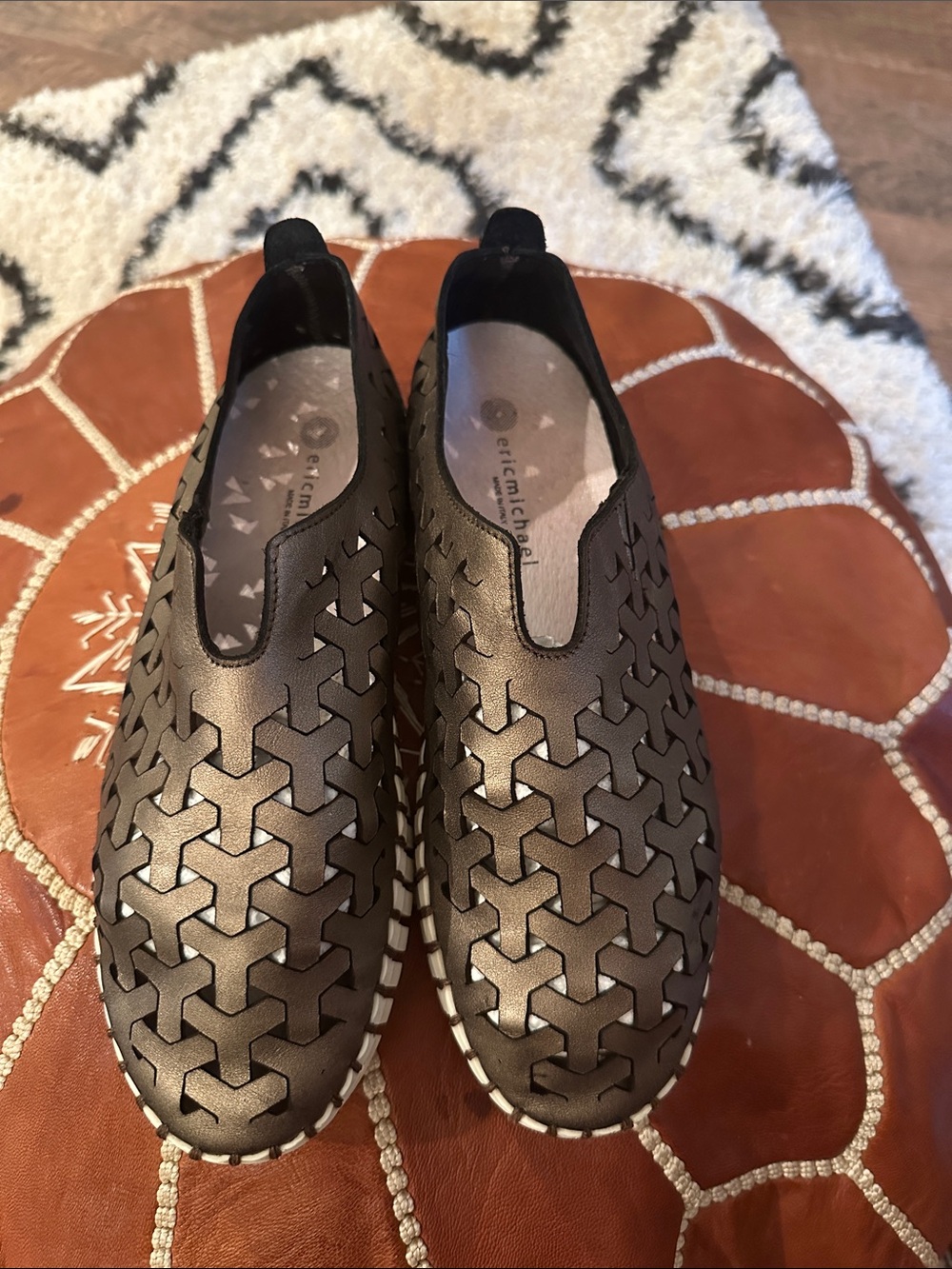 Eric Michael Brown Perforated Slip-On Loafers